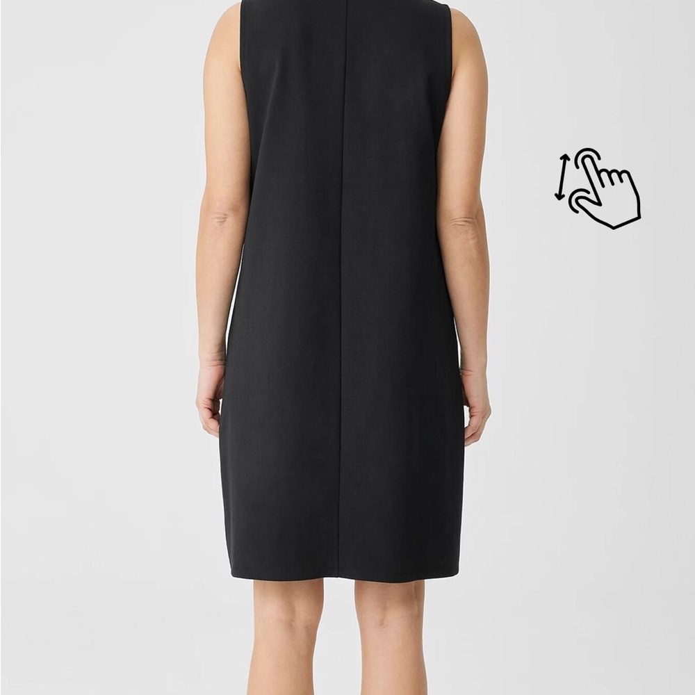 Eileen Fisher Cotton Blend Zip-Up Sleeveless Ponte Black Dress, new without tags - Picture 2 of 8